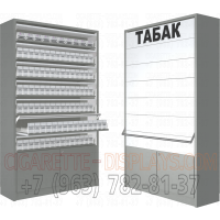 Шкаф для сигарет с семью синхронными дверками с тумбой с распашными дверками