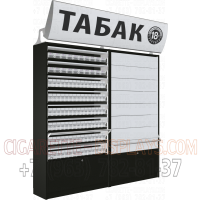 Шкаф тандем для продажи сигарет с восьмью синхронизированными дверками с рекламным боксом