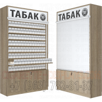 Табачный шкаф с восемью уровнями полок с пушерной системой и тумбой